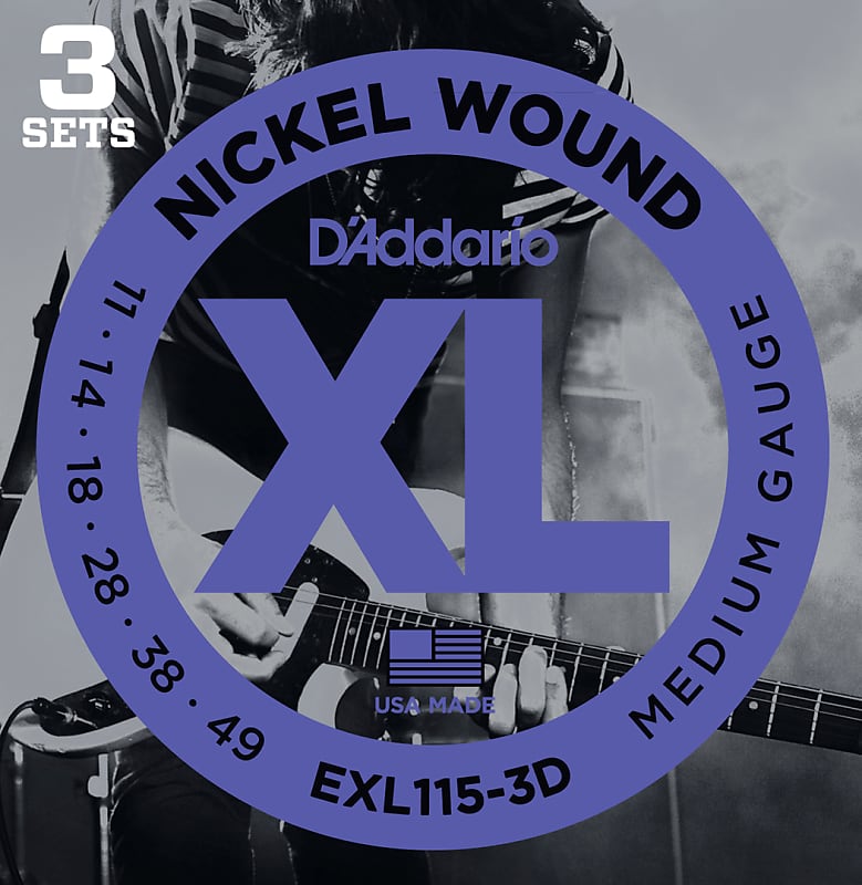D'Addario 3-Pack Electric Guitar Strings Set Nickel Wound Medium/Blues-Jazz Rock 11-49 image 1