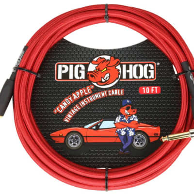 PIG HOG PCH10CAR "CANDY APPLE RED" INSTRUMENT CABLE, 10FT RIGHT ANGLE image 1