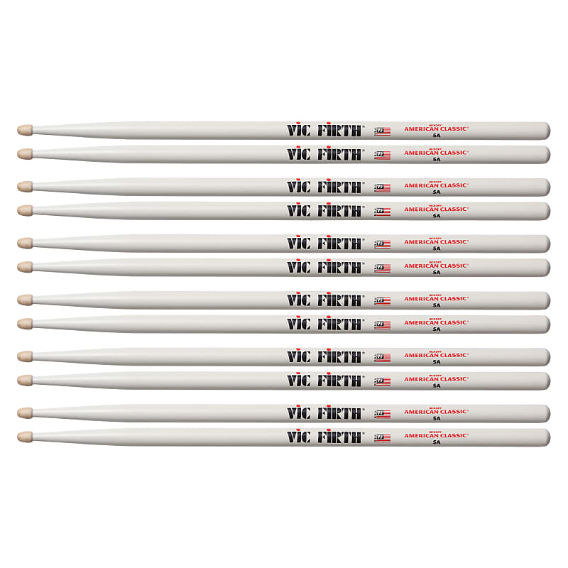 Vic Firth American Classic White 5A Wood Tip Drum Sticks (6 Pair Bundle) image 1