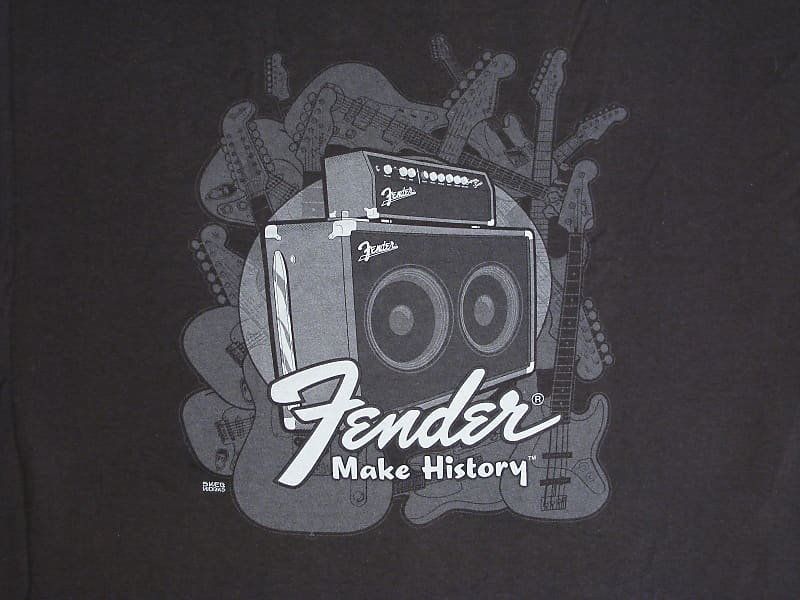 FENDER "Make History" graphic Guitar Amp T-Shirt - Dark Gray - Men's XL - NEW image 1