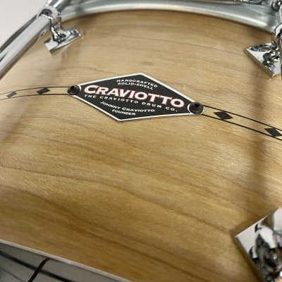 Craviotto Maple Snare Drum - 6.5" x 14" - in Natural Satin with Maple Inlay image 13