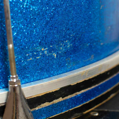 1970s Slingerland 10x26 Sparkling Blue Pearl Scotch Bass Drum image 11