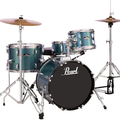 Pearl Roadshow Complete Drum Set 4pc w/ Hardware and Cymbals RS584C/C703 Aqua Blue Glitter image 1