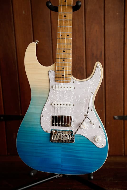Jet Guitars JS-450Q TBL Transparent Blue HSS Electric Guitar image 1