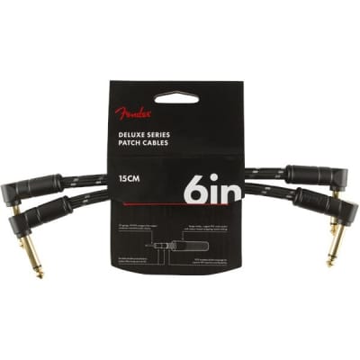 Fender Deluxe Instrument Patch Cable, 15cm/6in, Black Tweed, 2 Pack for sale