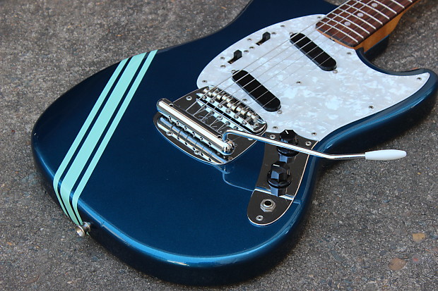 1999 Fender Japan MG69 Mustang Competition Stripe (OLB Blue) w/Gig Bag