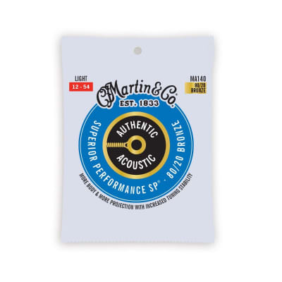 Martin MA140 Authentic Acoustic SP Guitar Strings 80/20 Bronze Light 12-54 image 1
