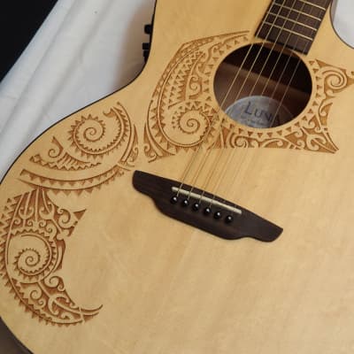 LUNA Oracle Tattoo Spruce acoustic electric GUITAR new - SOLID TOP - B-Band - B image 3