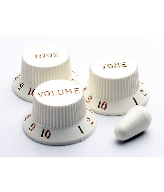 Fender Knob Set, Stratocaster, Parchment Reverb