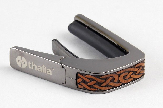 Thalia Capo Black Chrome Finish with Hawaiian Koa Celtic Knot