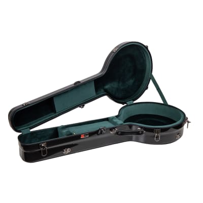 Crossrock Fiberglass Banjo Case-Fits Mastertone & Most 5-String Styles, with Interior Compartment, Backpack Straps, Hygrometer, TSA Lock-Black image 4