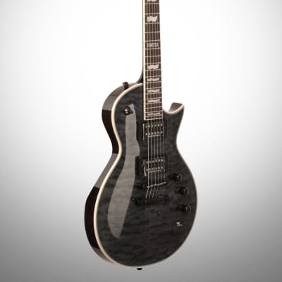 ESP LTD EC-1000 Piezo QM Electric Guitar, See Thru Black image 4