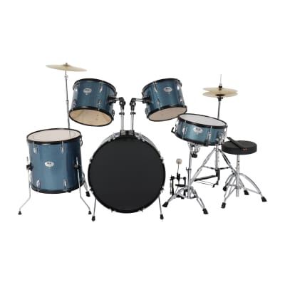 MCH Full Size Adult Drum Set 5-Piece Black with Bass Drum, two Tom Drum, Snare Drum, Floor Tom, 16" Ride Cymbal, 14" Hi-hat Cymbals, Stool, Drum Pedal, Sticks 2020s image 16