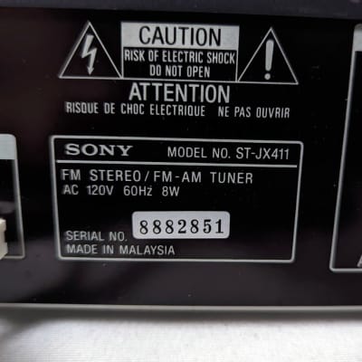 Sony ST-JX411 Quartz Snthesizer - AM/FM Stereo Tuner image 10