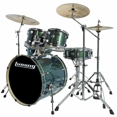 Ludwig LCEE22018EXP Element Evolution 5-Piece Drum Set with Hardware, Emerald Sparkle image 2