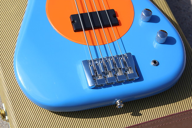 Fleabass Model 32 4 String Bass Guitar Water Finish Blue and Orange Red Hot  Chili Peppers Tweed Case