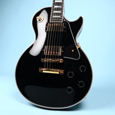 2021 Gibson Les Paul Custom Black Electric Guitar Gold Hardware Custom Shop image 2