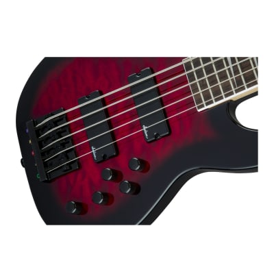 Jackson JS Series Concert Bass JS3VQ 5-String Electric Guitar with Amaranth Fingerboard (Transparent Red Burst) image 6