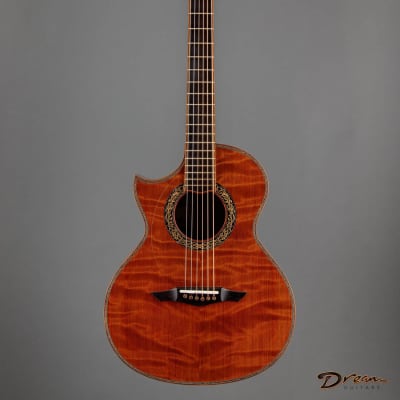 2014 Petros FS Lefty, Curly African Rosewood (Bubinga)/Curly Redwood image 1
