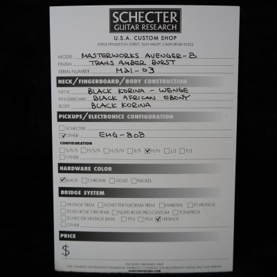 Schecter USA Custom Shop Masterworks Avenger Trans Amber Burst 8-String Guitar w/ Tolex Case image 15