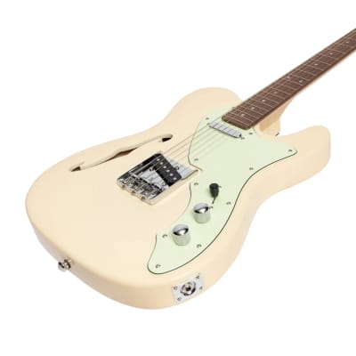 J&D Luthiers Thinline TE-Style Electric Guitar | Vintage White image 4