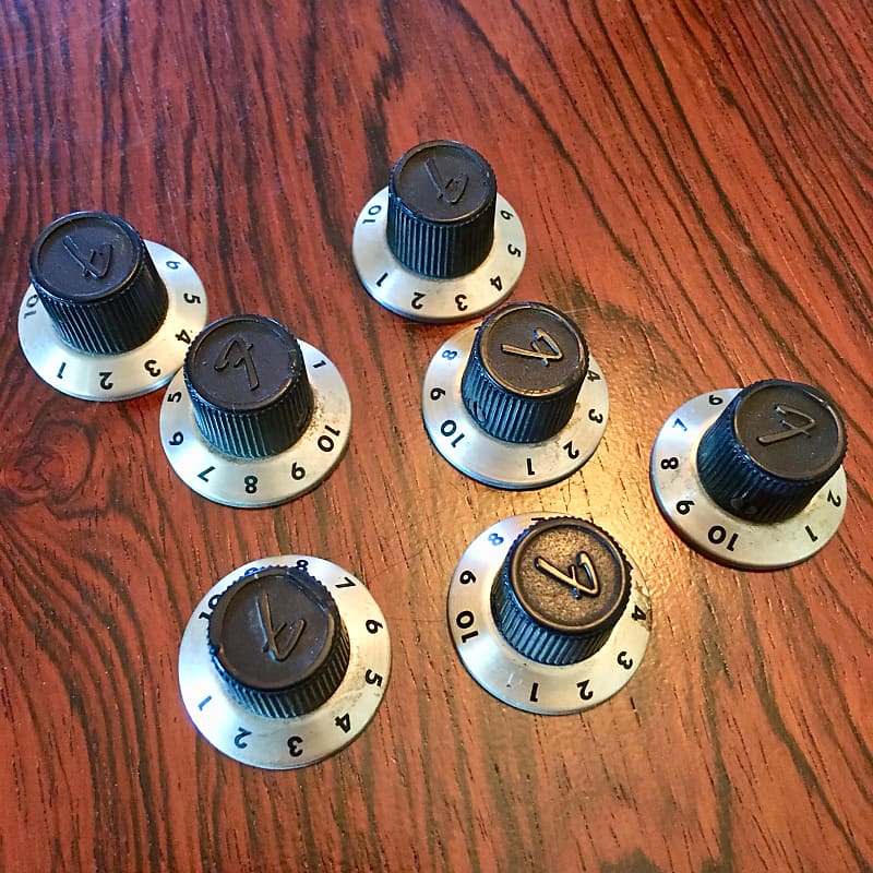 Fender F logo starcaster knobs 110 set screw c 1970s Reverb
