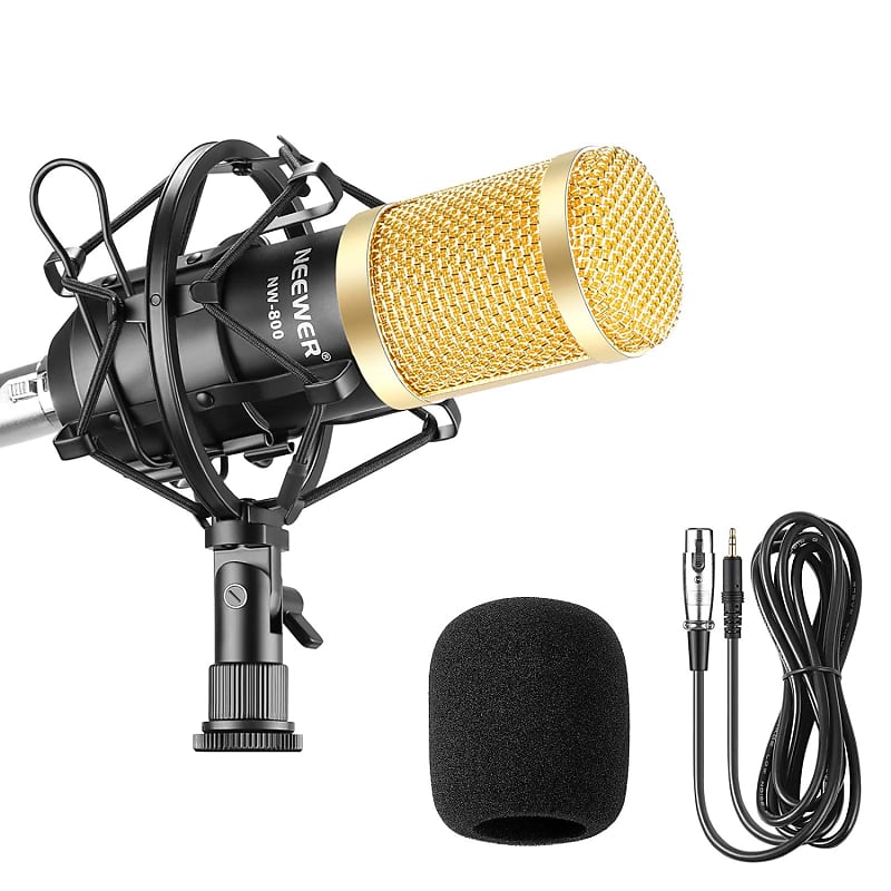 Condenser Microphone XLR, Cardioid Pickup Pattern, 48V Phantom Power  Required, Shock Mount & Pop Filter Included, Sturdy Base & Height  Adjustable