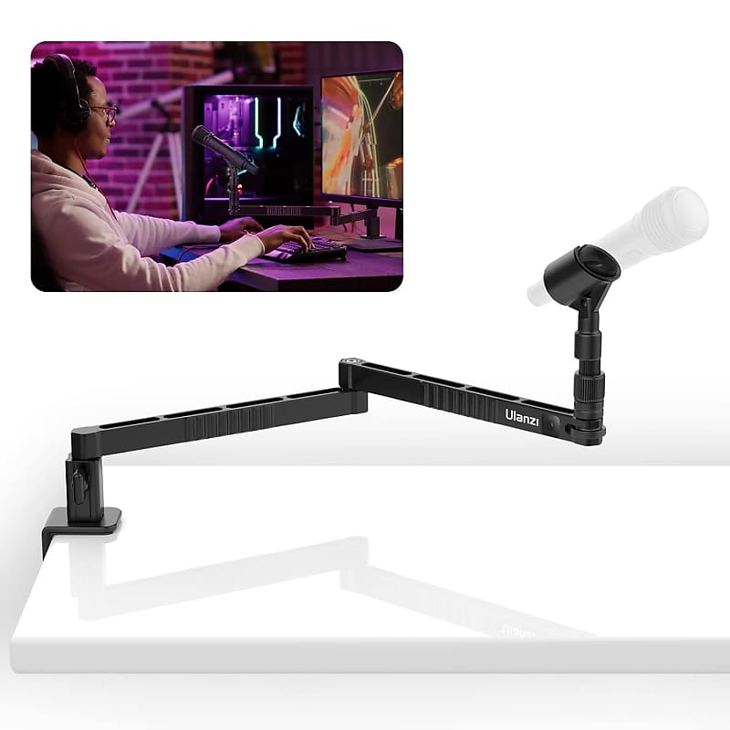 VIVO Premium Clamp-on Microphone Boom Arm Stand, Heavy Duty Desk Mount 