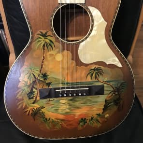1920s Stromberg-Voisinet (Kay) Hawaiian Themed Parlor Guitar - Very Cool! image 13