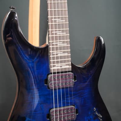 Schecter Omen Elite-6 FR Series Ocean Blue Burst Solid Body Guitar (B-Stock) image 4