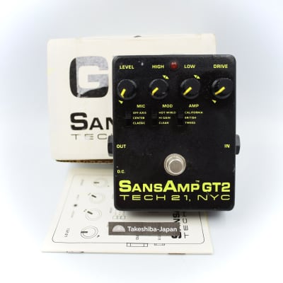 Tech 21 SansAmp GT2 Tube Amp Emulation Pedal With Original Box