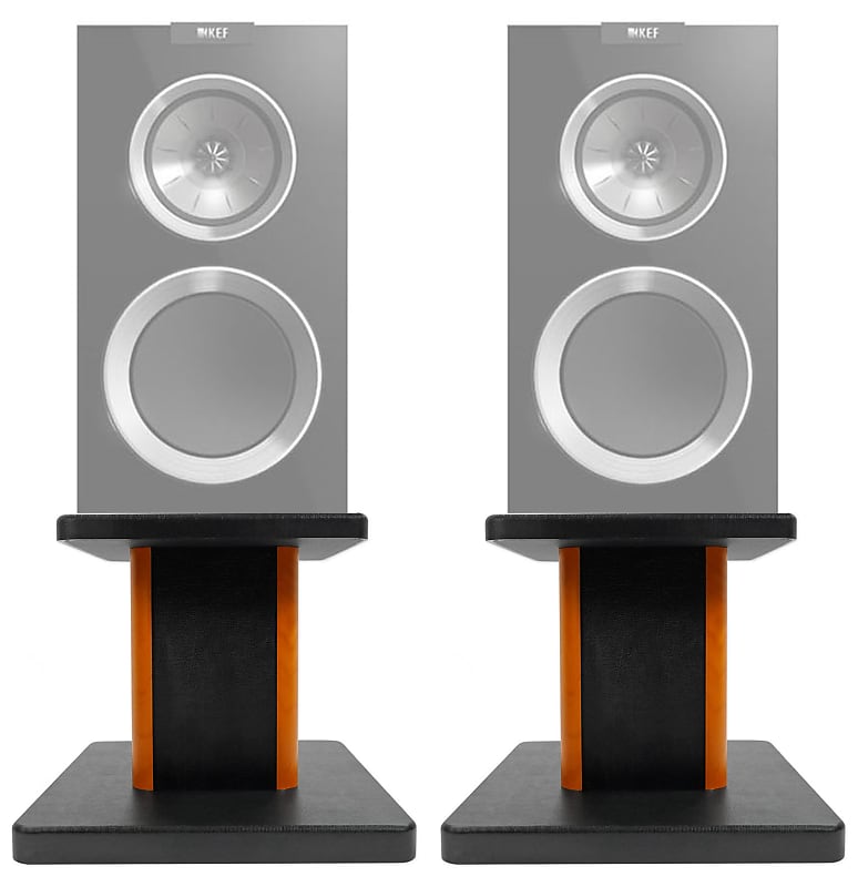 (2) 8” Wood Bookshelf Speaker Stands For KEF R300 Bookshelf Reverb
