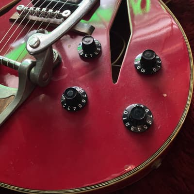 c.1967- Firstman / Teisco Gengakki Broadway Special MIJ Vintage Hollow Body Guitar   “Cherry Red” image 7
