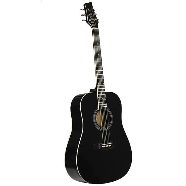 Kona K41BK K41 Series Dreadnought 6 String Acoustic Guitar with Ebonized Hardwood Black