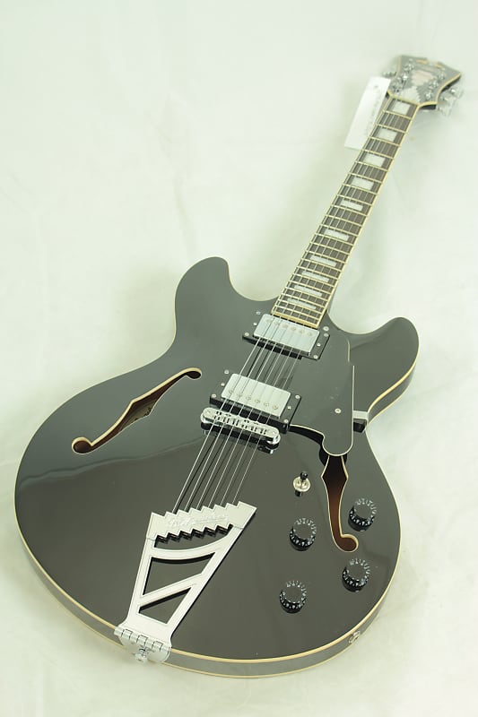 D'Angelico DAPDCSBKCTCB Premier DC Semi-Hollow Electric Guitar w/ Gig Bag, Black image 1