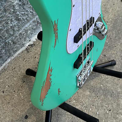 GAMMA Custom Bass Guitar JRW24-01, 4-String Beta Model, Road Worn Marina Green image 1