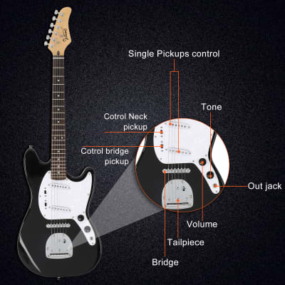 Glarry Full Size 6 String S-S Pickup GMF Electric Guitar with Bag Strap Connector Wrench Tool 2020s - Black image 8