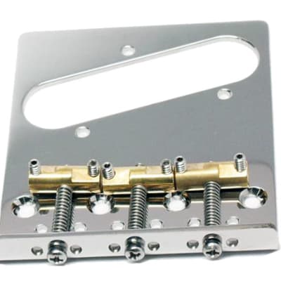 Hipshot 4-Hole 3-Compensated Saddle Telecaster Bridge - STAINLESS STEEL CHROME for sale