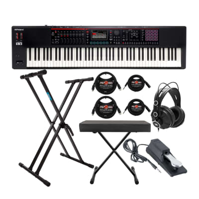 Roland FANTOM-08 88-Key Workstation Synthesizer Keyboard With Stand, Bench, Sustain Pedal, Headphones, and Cables (9 Items)