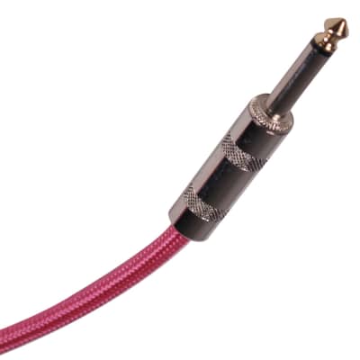 Seismic Audio - 3 Pack of 20 Foot Pink Woven Cloth Guitar/Instrument Cables image 4