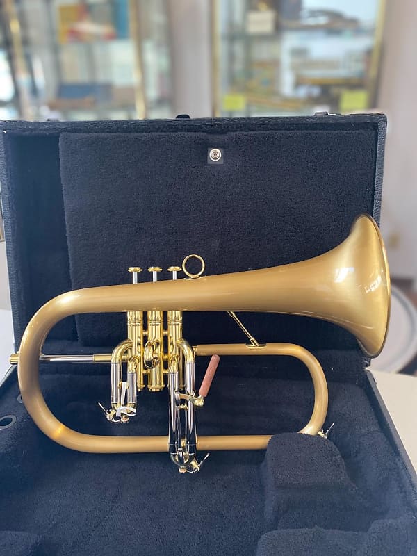 New Carol Brass CFL-6200-GSS-Bb-SLB Flugelhorn, Satin Lacquer Bell, with  Case, Mouthpiece