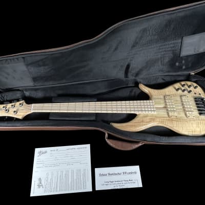 2022 F Bass BN5 Deluxe 5-String Bass with Spalted Maple Top Swamp Ash Body & Active EQ  ~Natural image 12