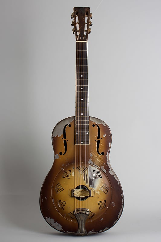 National  Triolian Resophonic Guitar (1931), ser. #1691W, black hard shell case. image 1