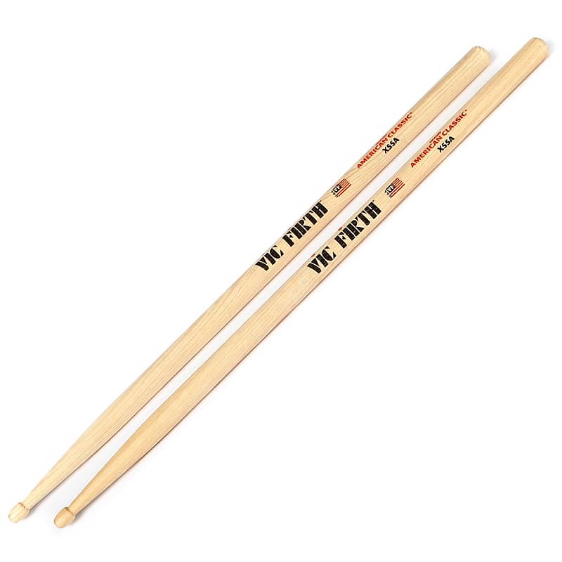 12 Pairs  Vic Firth X55A American Classic Hickory Extreme 55A Wood Tip Drumsticks image 1