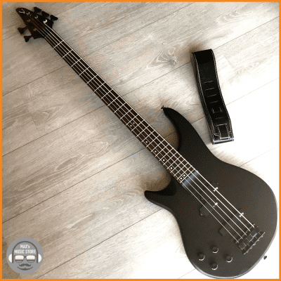 Vantage 750B 5 String Bass Satin Black – Left Handed – New Strings, Leather Strap – Samick 1992 image 2