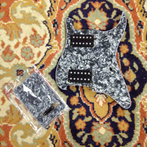 Dragonfire Guitar Parts Prewired Strat Pickguard HH 3-ply Black Pearl image 1