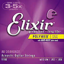 Elixir 11100 PolyWeb 80/20 Medium Acoustic Guitar Strings image 1