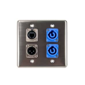OSP Q-4-2PCA1E1XM Quad Wall Plate with 2 PowerCon A, 1 Tactical Ethernet, and 1 XLR Male Connector