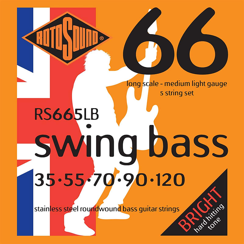 Rotosound RS665LB Roundwound 5 String Long Scale Bass Strings Medium Lt Gauge 35-120 Stainless Steel image 1