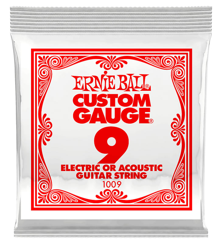 Ernie Ball Custom Gauge 9 Nickel Plain Single Guitar String Reverb